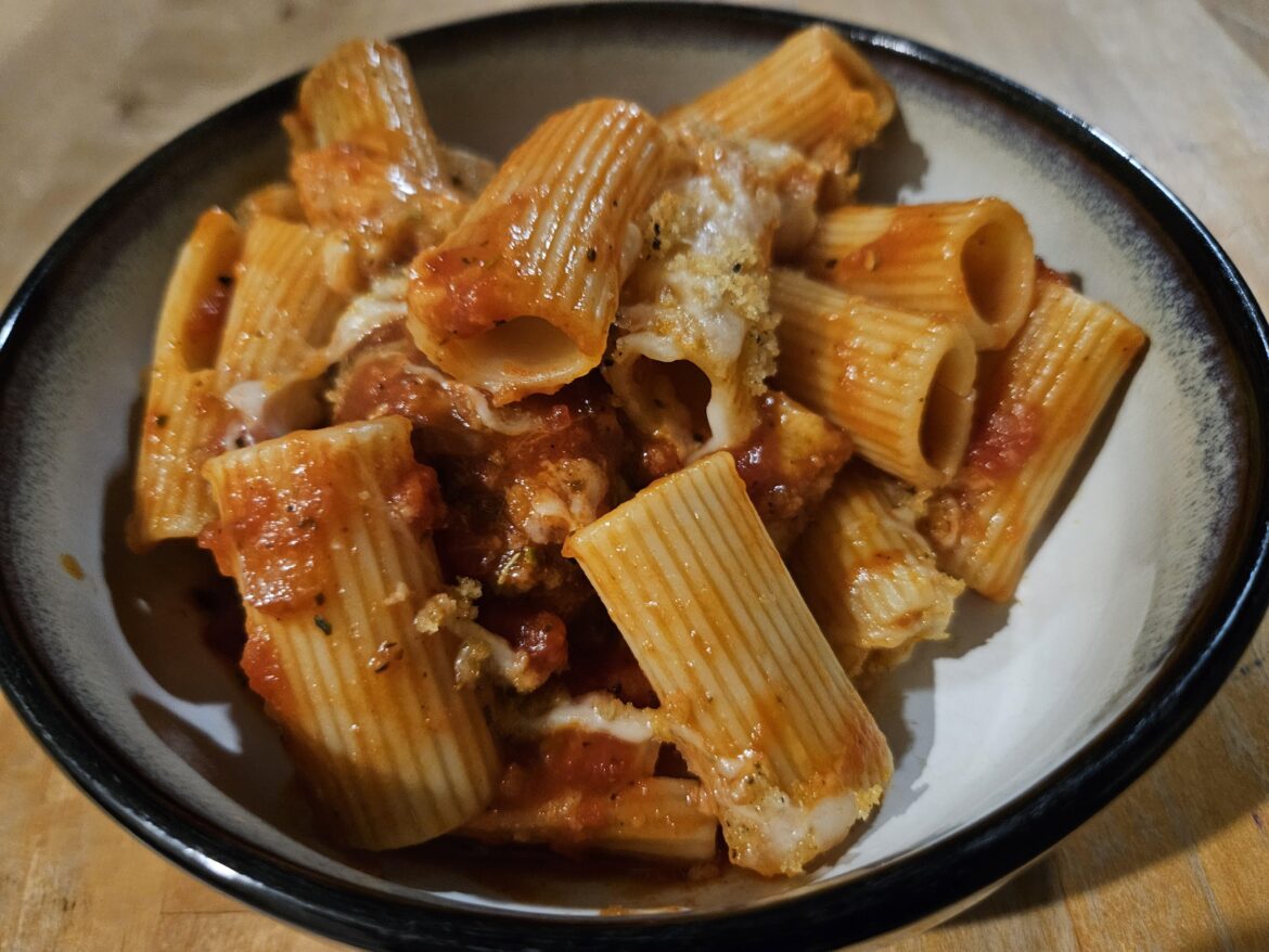 Stuffed Meatball Rigatoni Bake w/Extra Mozzarella