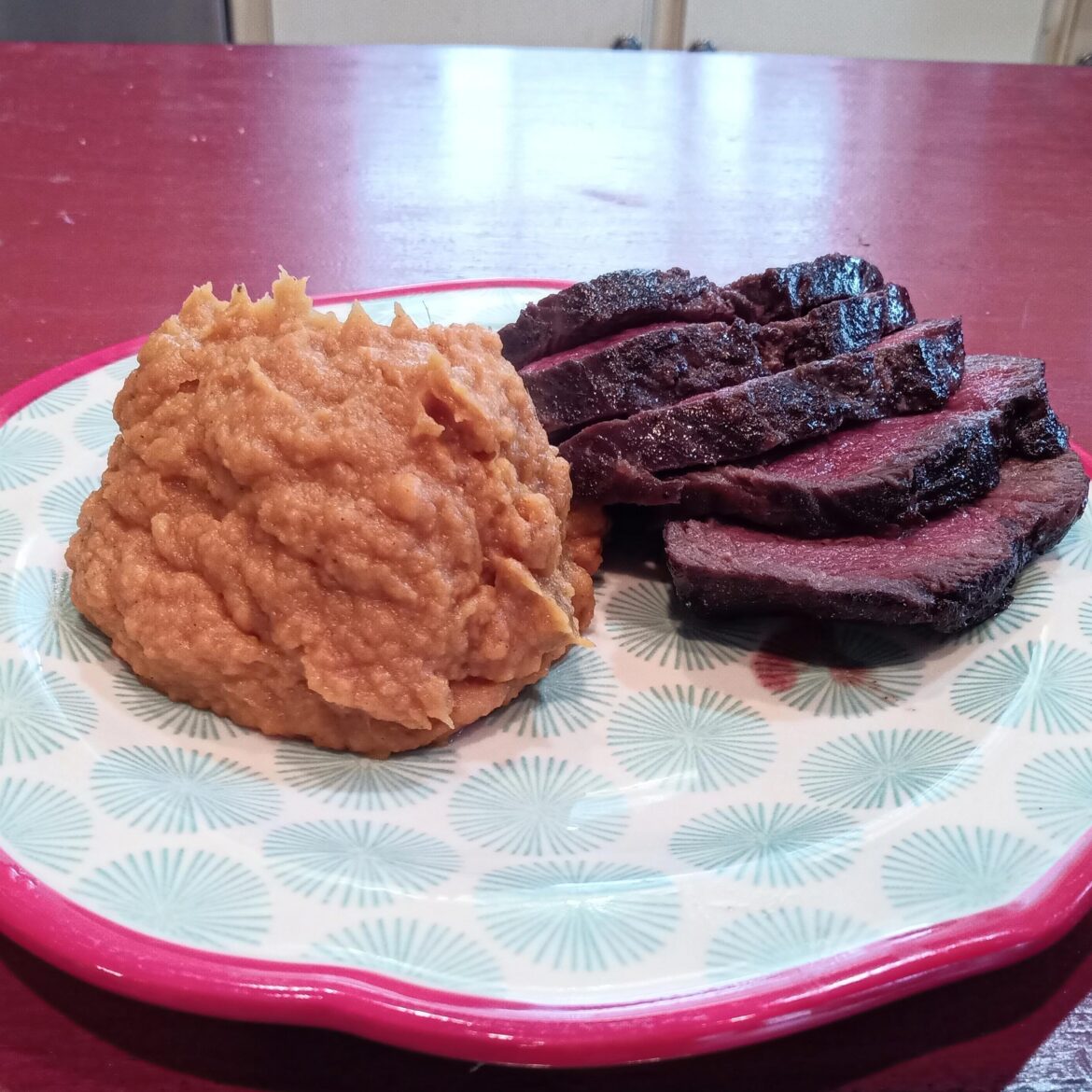 Whitetail back straps and sweet potatoes