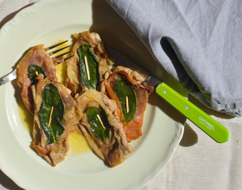 Saltimbocca alla Romana and a side of ultra-crispy potatoes with rosemary