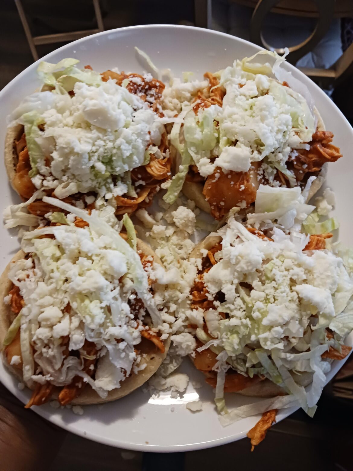 Chicken picadillo sopes she made me