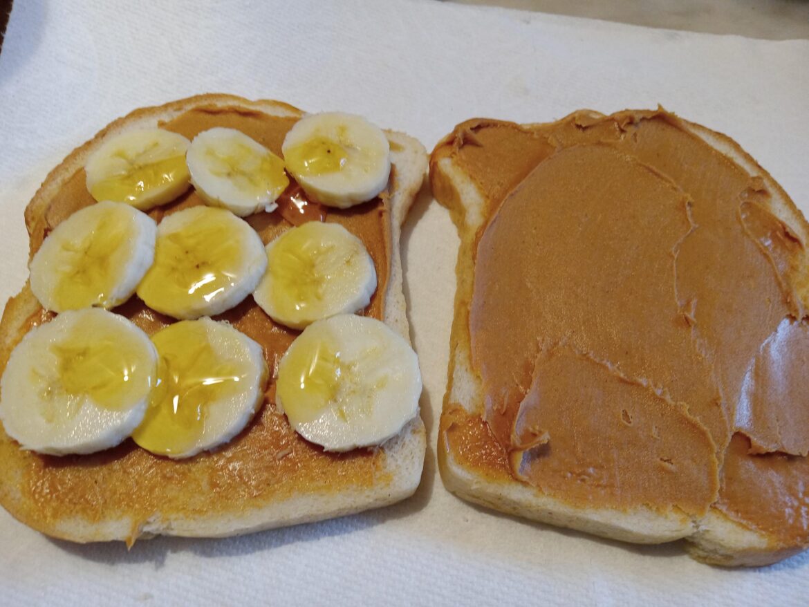 Peanut butter and honey with banana