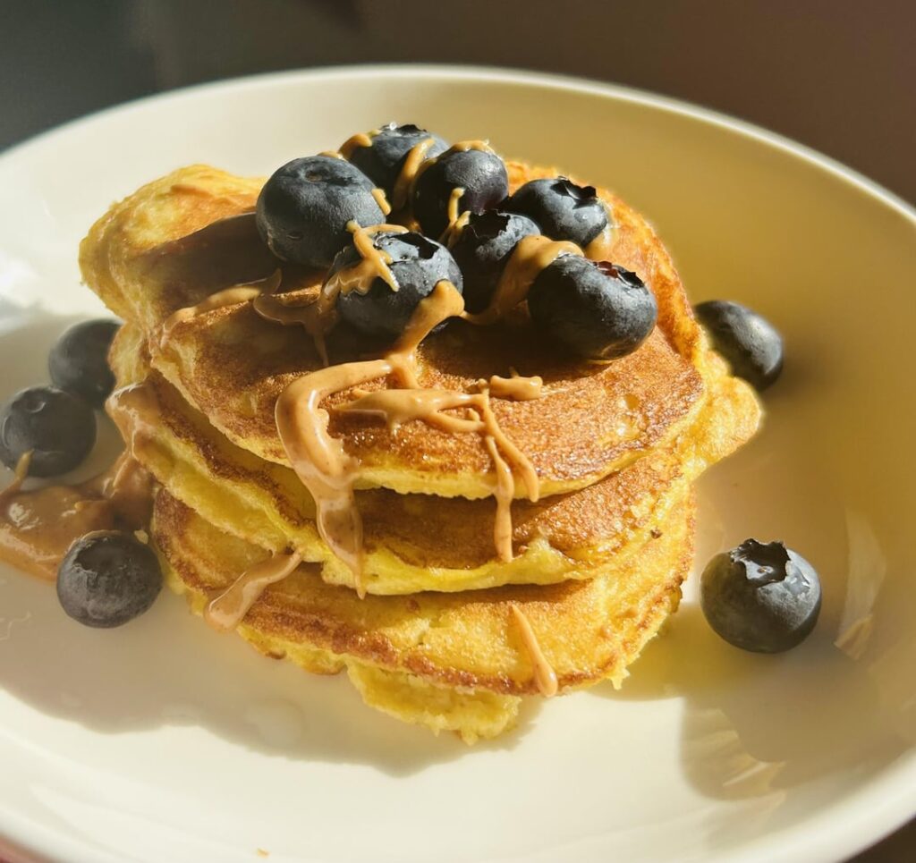 Almond Flour Blueberry Pancakes