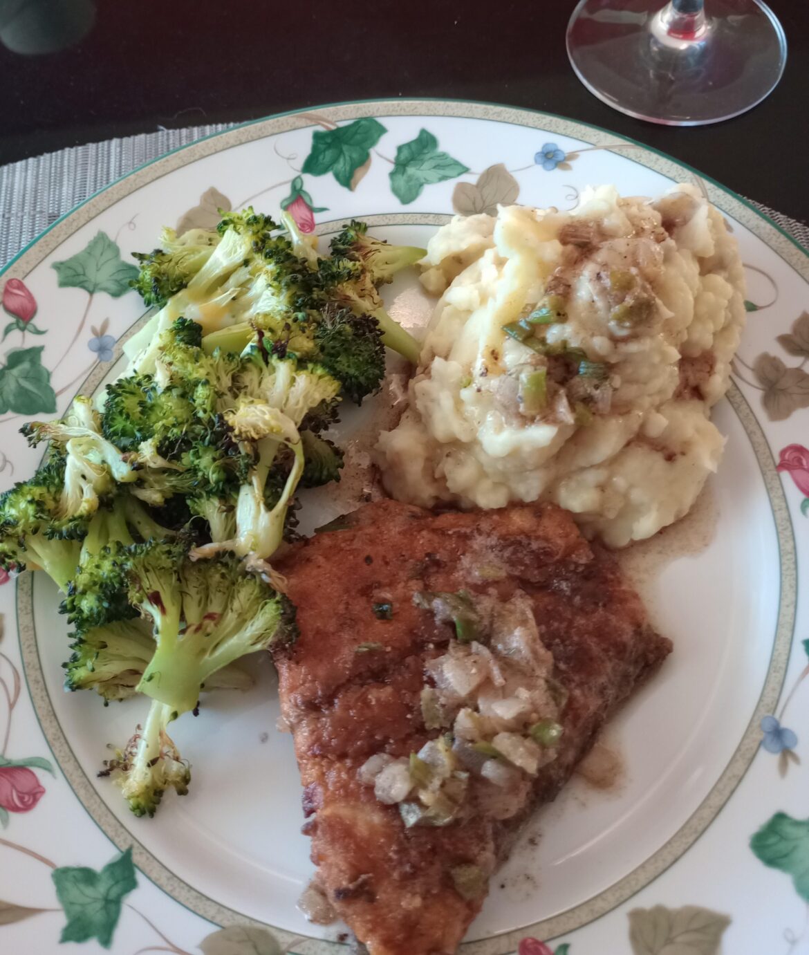 Barramundi with Brown Butter, mashed potatoes and roasted broccoli