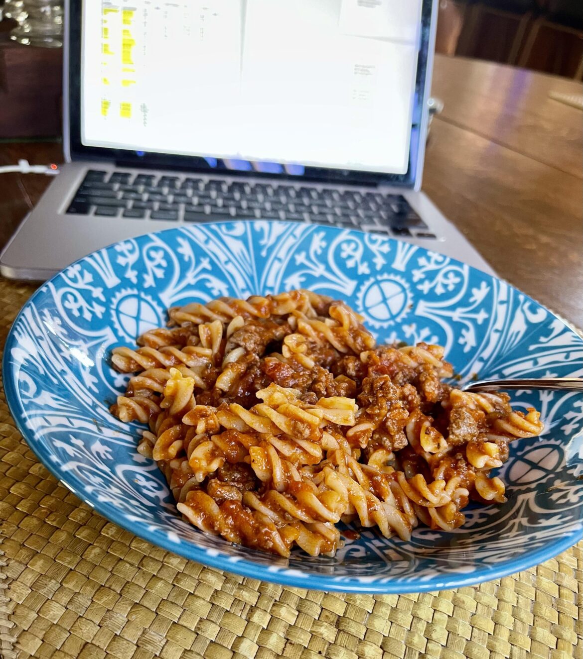Fusilli with meat sauce = the perfect wfh lunch