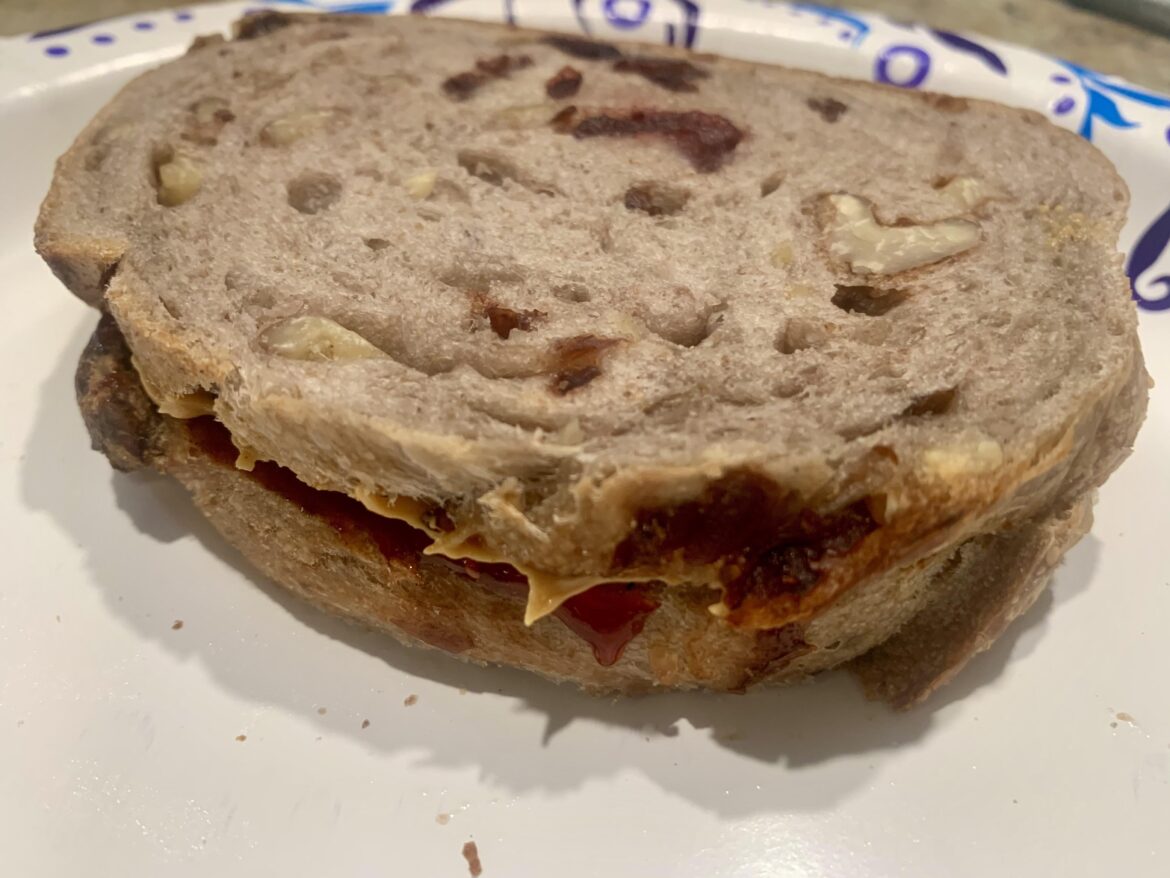 b&j on cranberry walnut bread..
