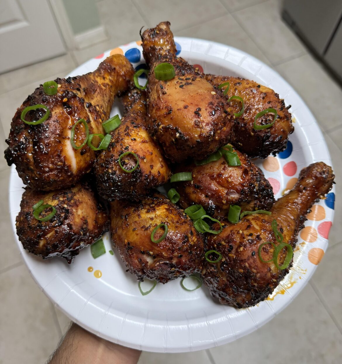 I smoked some drumsticks using my new Korean BBQ rub. I glazed it with a honey & sriracha blend for the last 30 minutes. Amazing!