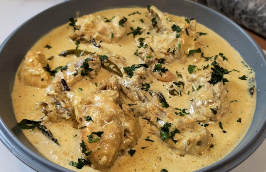 Creamy Chicken Curry with Green Pea Rice