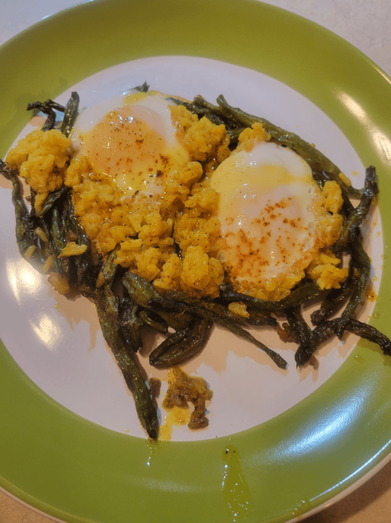 Fried Green Beans and Ginger Tumeric Rice