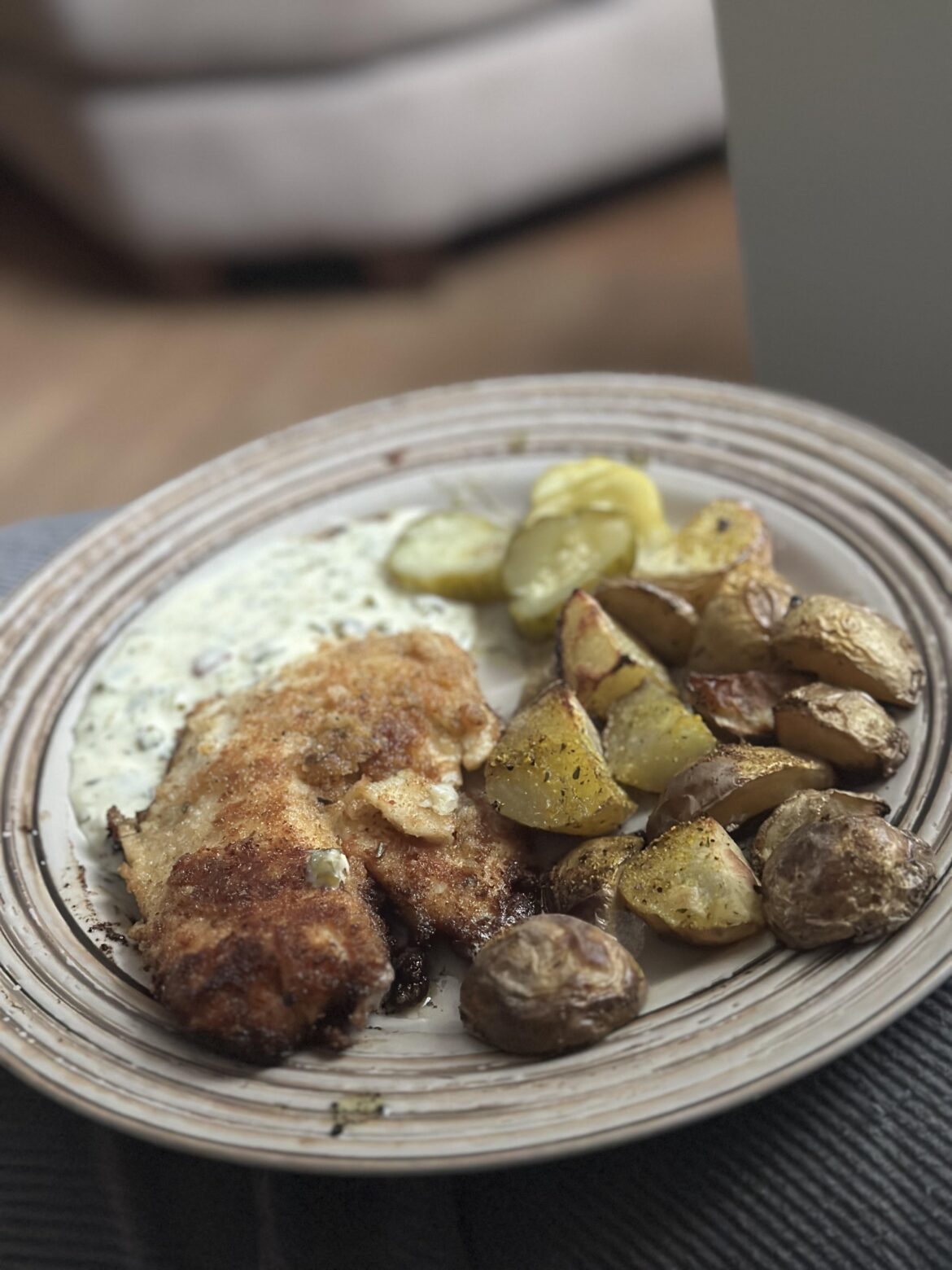 Fish and roasted potatoes