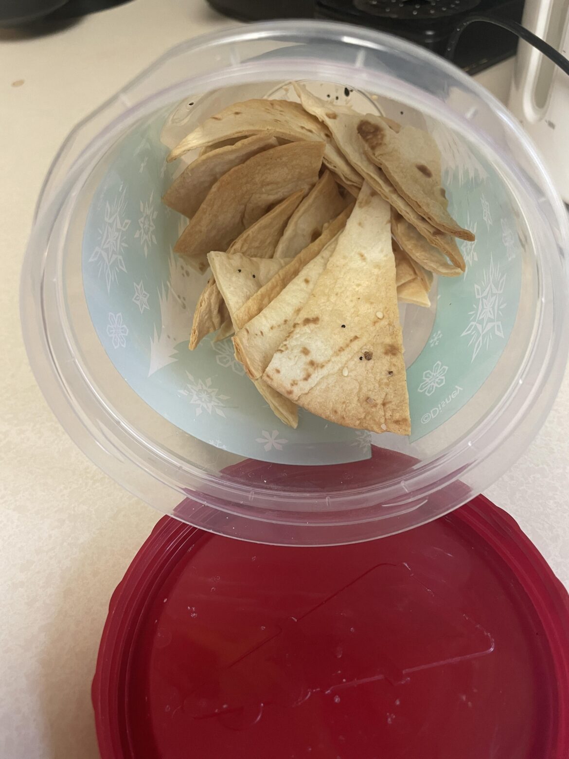 Homemade tortilla chips that can be stored.