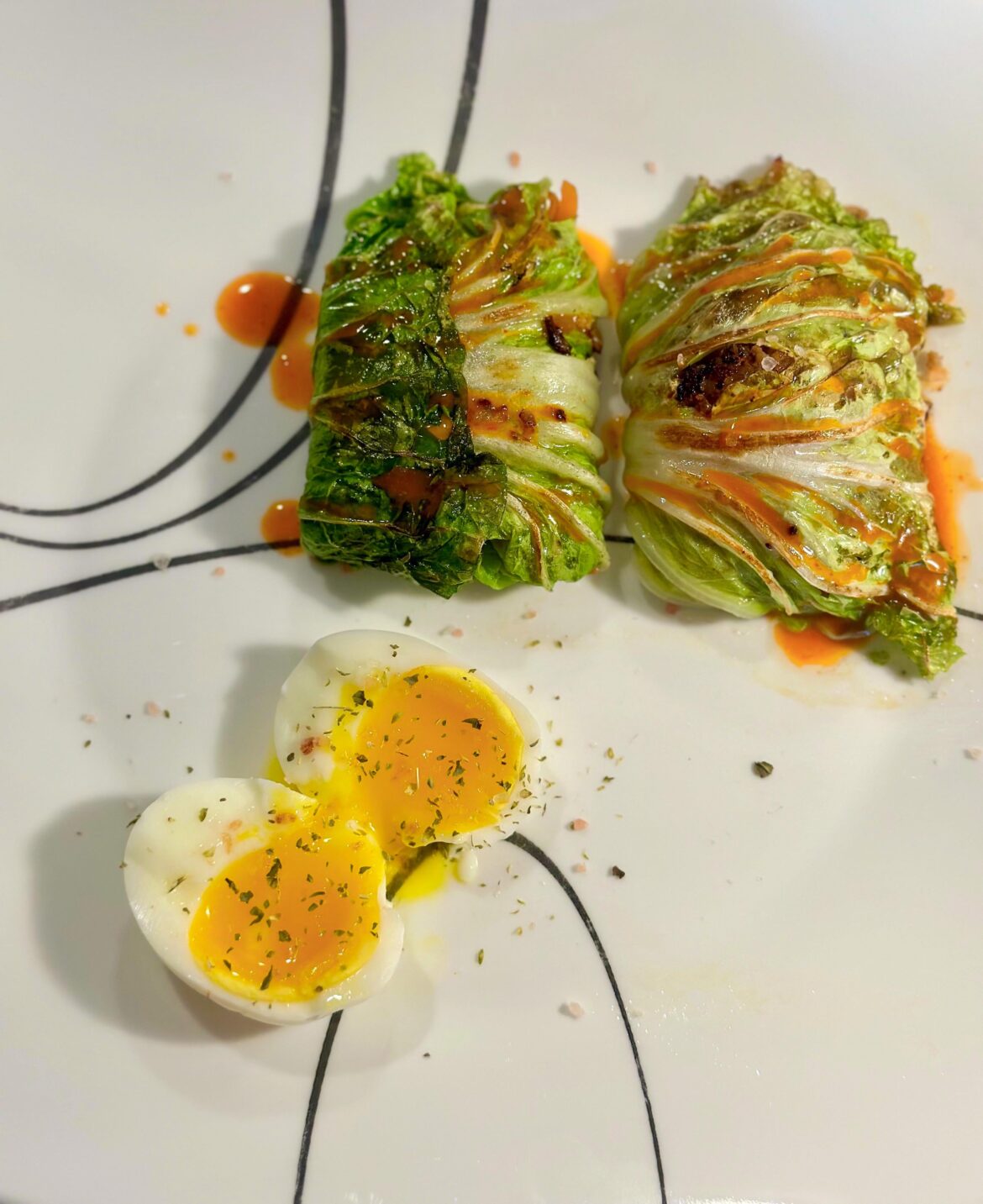 Stuffed cabbage rolls with a soft boiled egg Stuffed cabbage rolls with a soft boiled egg