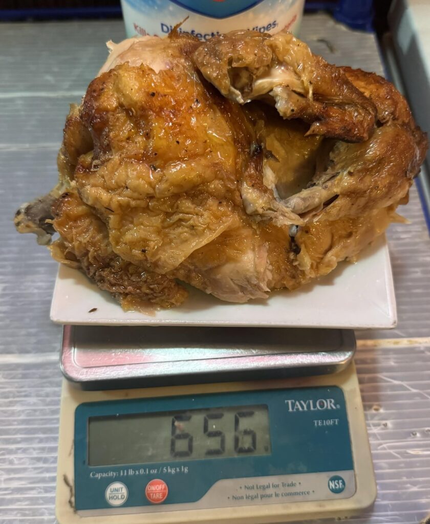 calories in 500 grams of rotisserie chicken from sam’s club? the other 156 grams were bones/things i didn’t eat, nutrition label on second slide!
