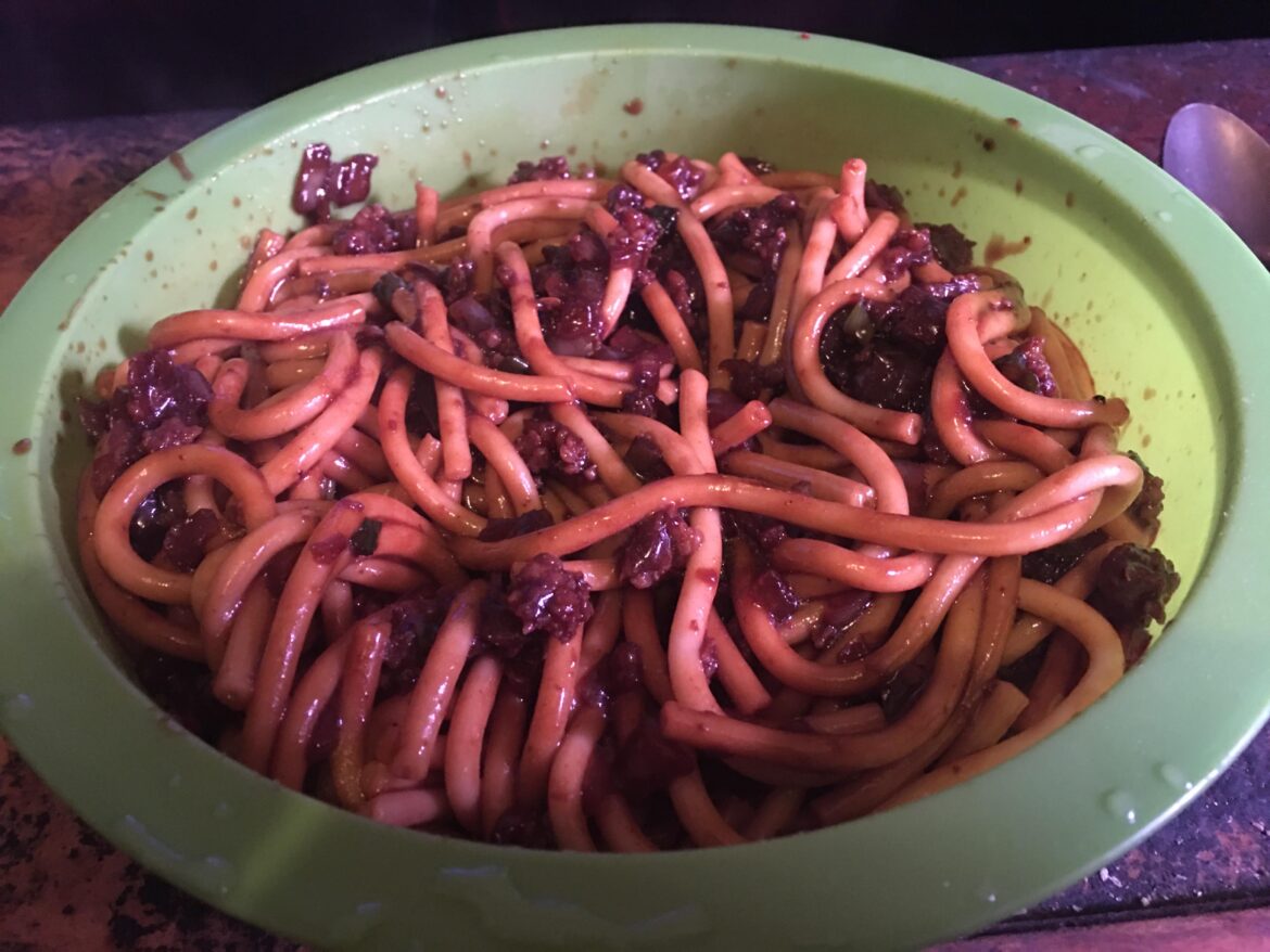 I made Jjajangmyeon again with Bucatini noodles. Much better this time!