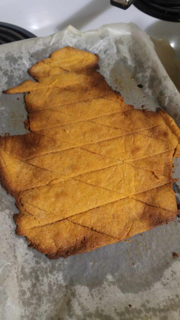 It's just almond flour, cheese and salt but it tastes like cheese nibs