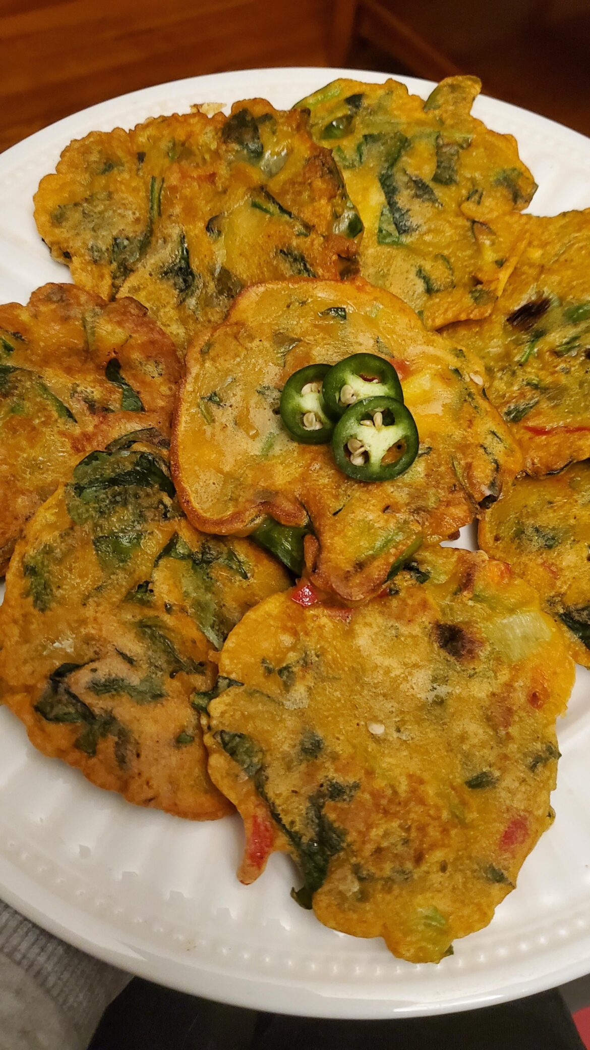 Korean spicy spinach scallion pancakes