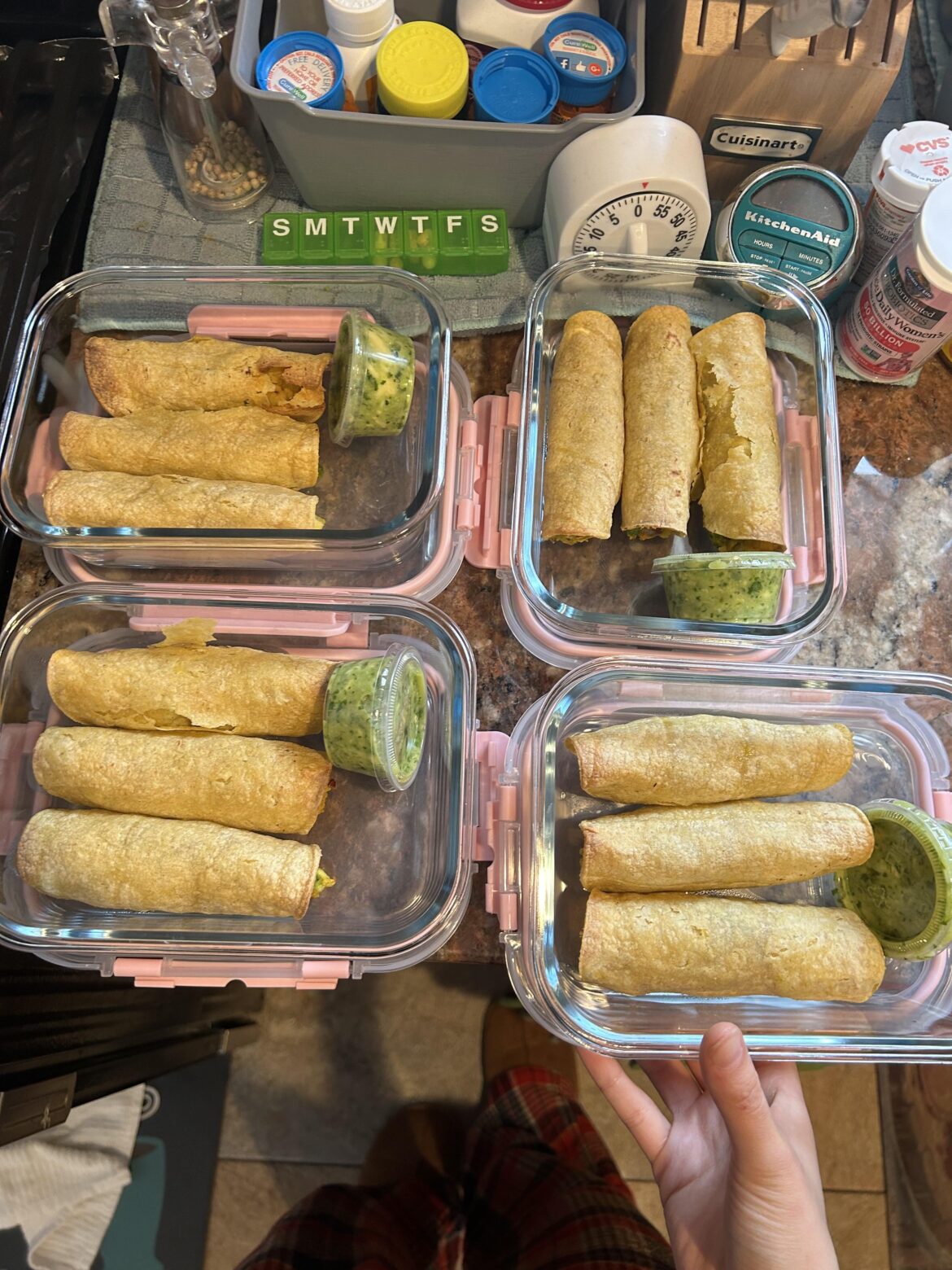 meal prep alert! taquito samosas with avocado dressing