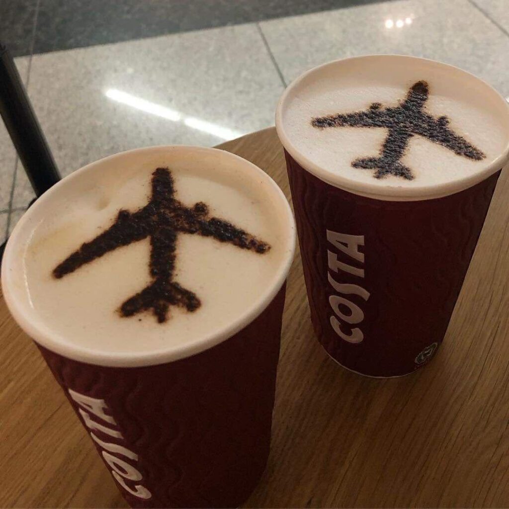 Airplane coffe 😍 Not too good but ok for Costa coffee shop