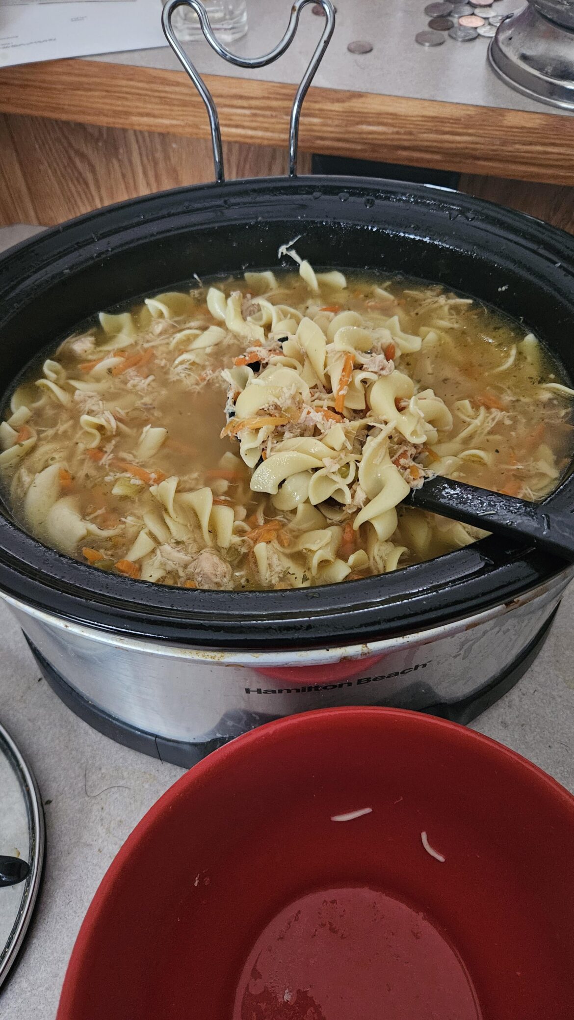Crockpot chicken noodle soup.