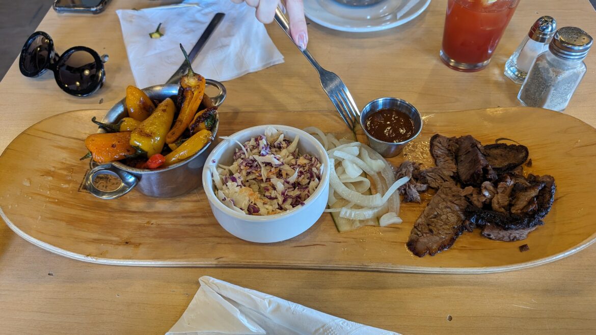 Meal served of a skate board