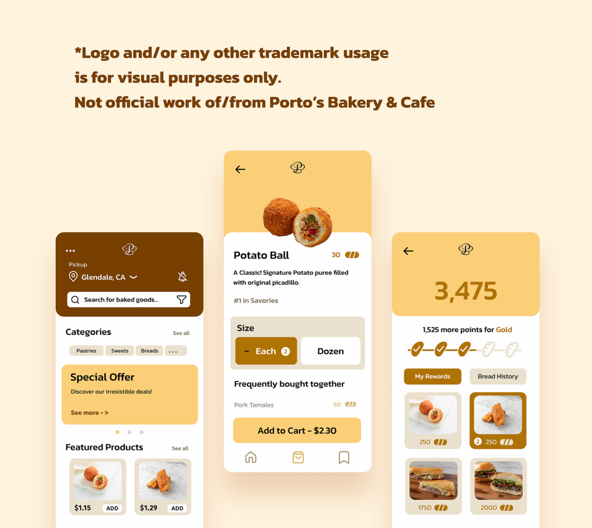 I made a Mobile App UI Concept for Porto's Bakery! Thoughts?