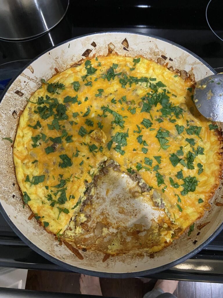 Keto Beef & Cheesy Egg Bake