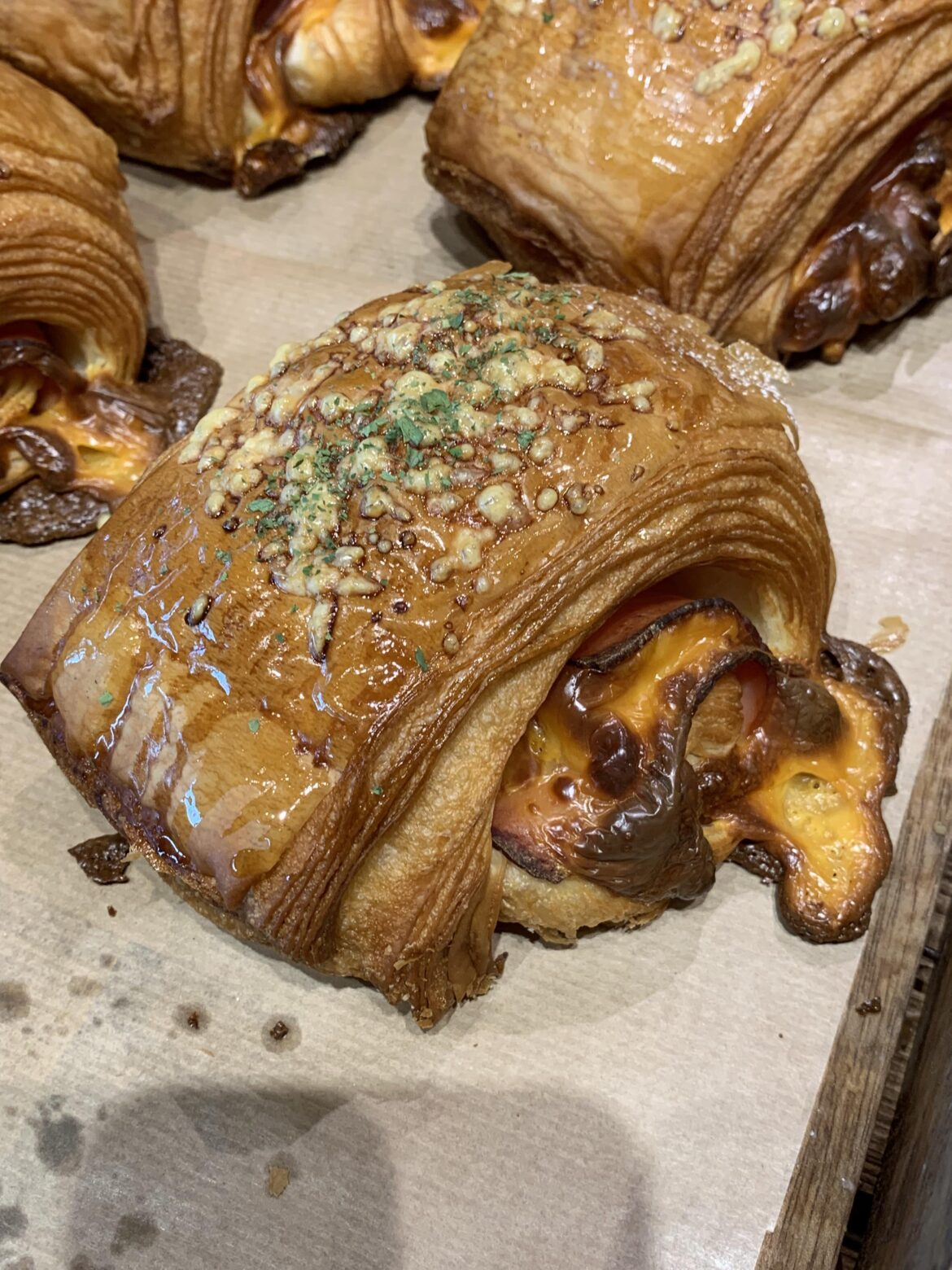 [homemade] puff pastry filled with cheese and bacon