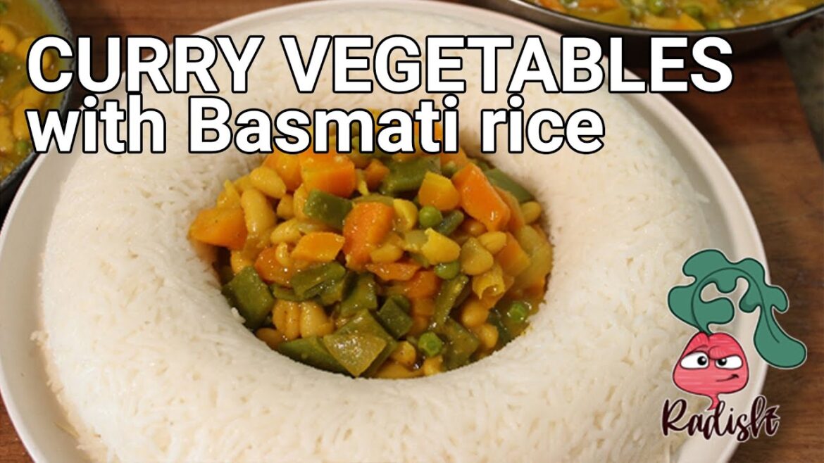 CURRY VEGETABLES WITH BASMATI RICE - Cooking of rice for absorption and curry vegetables.