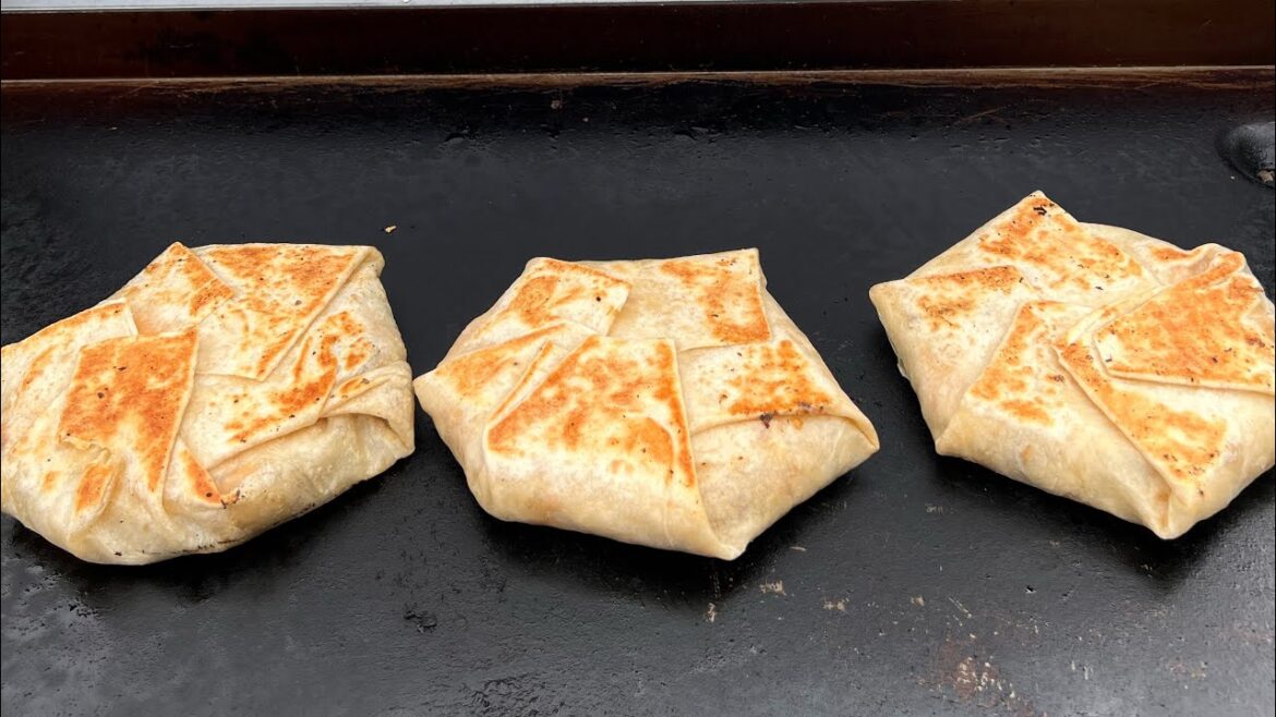 Chopped cheese crunch wraps on the nexgrill