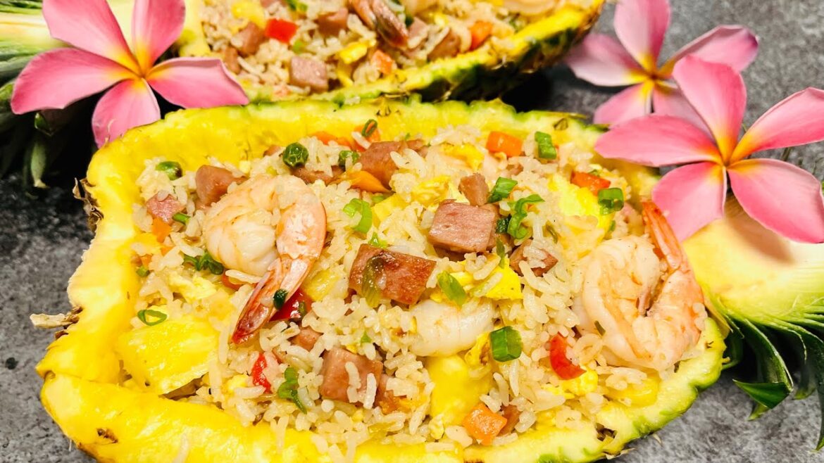 Pineapple Fried Rice - Hawaiian Style Pineapple Fried Rice with Spam (or ham)