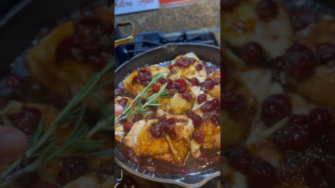 Cranberry Balsamic Glazed Chicken #recipe #holiday #chicken #cranberry #subscribe