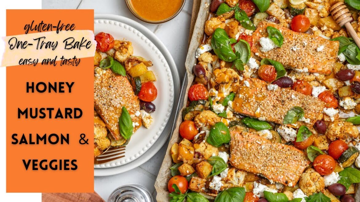 Honey Mustard Salmon & Veggie Tray Bake, Gluten-Free Recipes Honey Mustard Salmon & Veggie Tray Bake, Gluten-Free Recipes