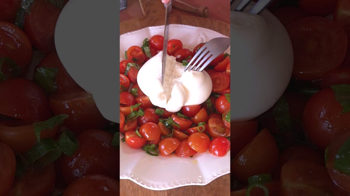 Tomato burrata salad #food #easyrecipe #tomato #salad #shorts