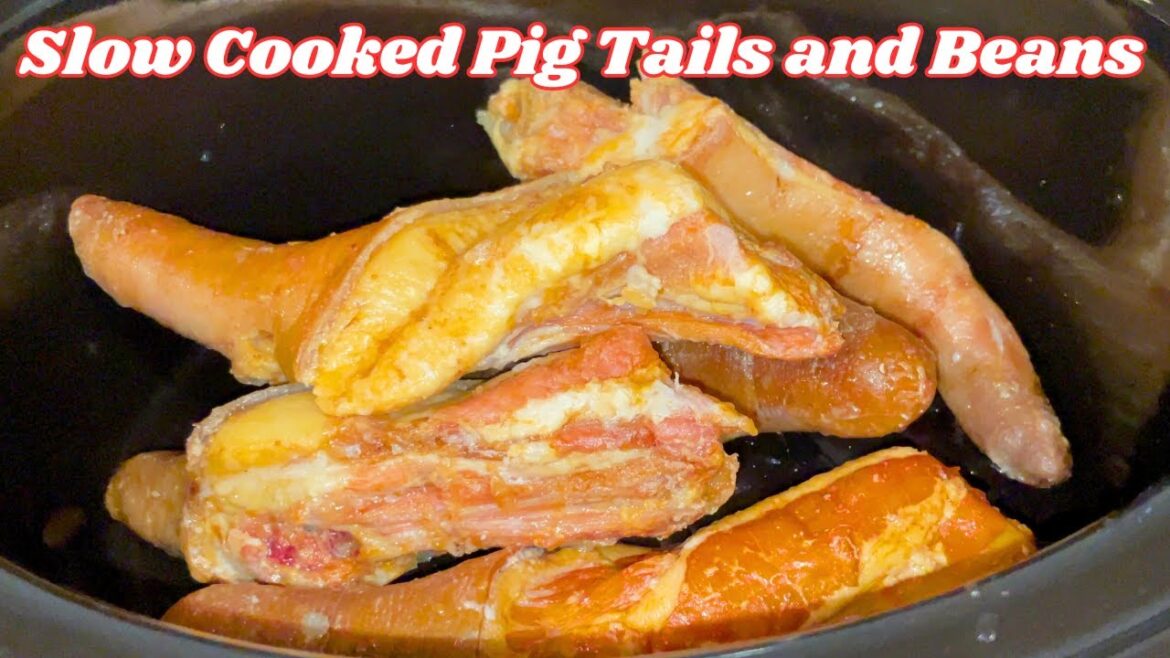 How to cook SMOKED PIG TAILS with Great Northern Beans in a CrockPot | Tanny Cooks #SoulFood