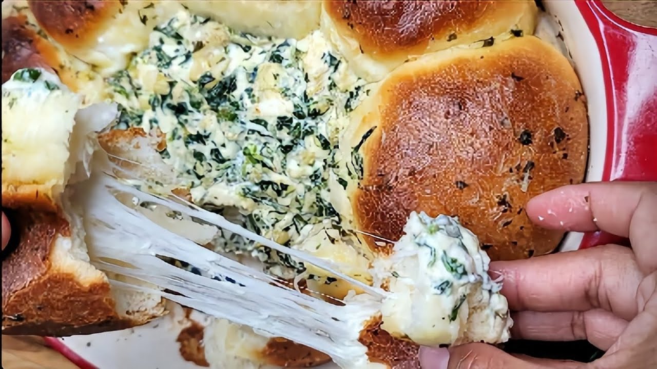 Perfect Appetizer OR Meal! Cheesy Rolls and Spinach artichoke Dip ...