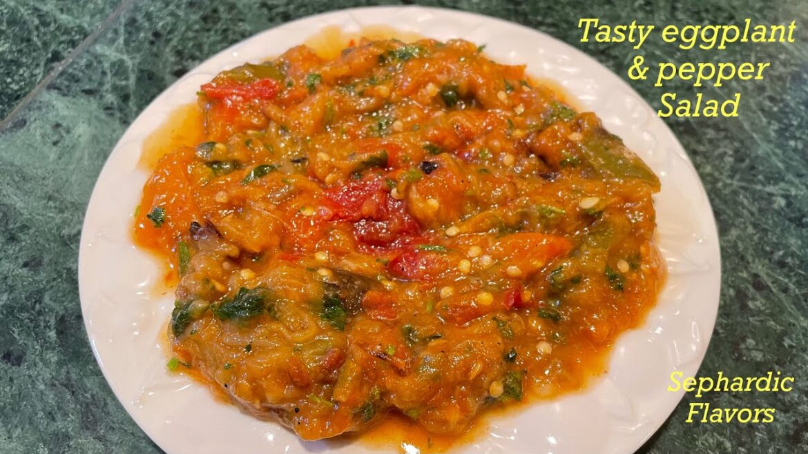 Savory & tasty eggplant peppers salad