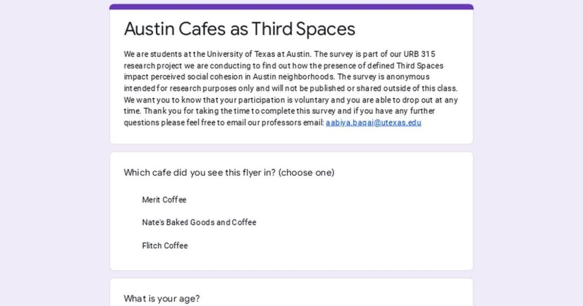 Cafes in Austin :) UT Survey