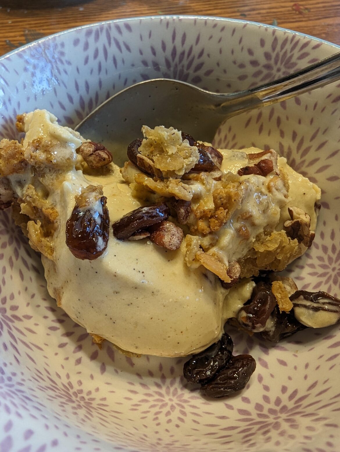 Stella's Oatmeal Cookie Ice Cream with Rum Soaked Raisins.