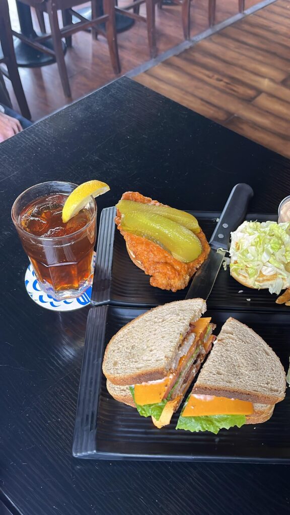 Big cluckin’ sandwich & triple decker club house at The Irish Shebeen in Toronto