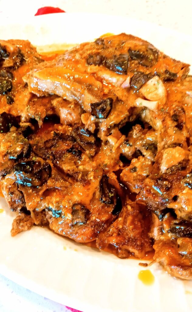 This Smothered Pork Chops With Mushroom Slow Cooked In The Crockpot for 4 1/2 hours. It So Tender And It Just Melts In My Mouth And Sooo Delicious!