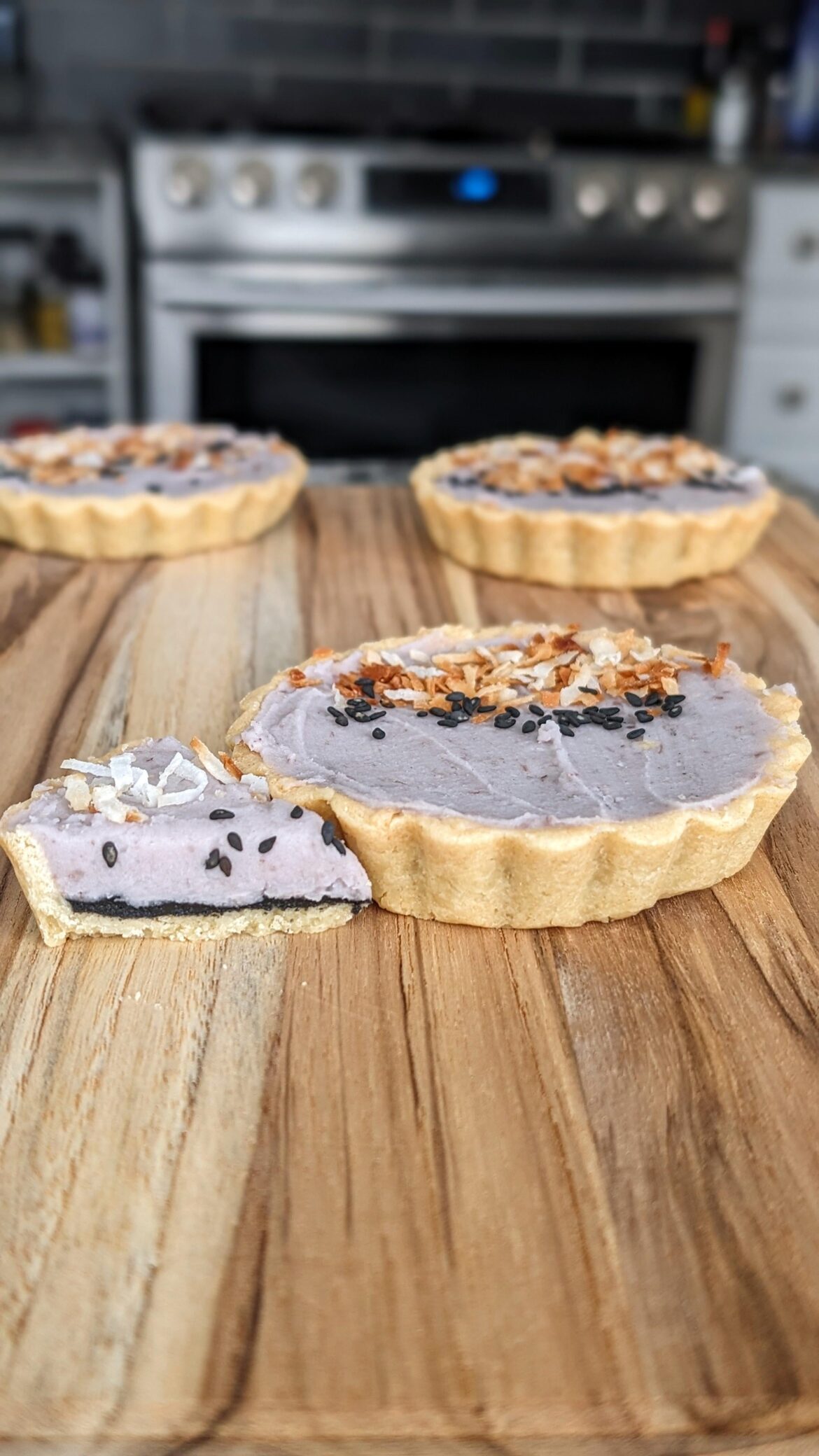 [OC] Coconut Black Sesame Taro Tart