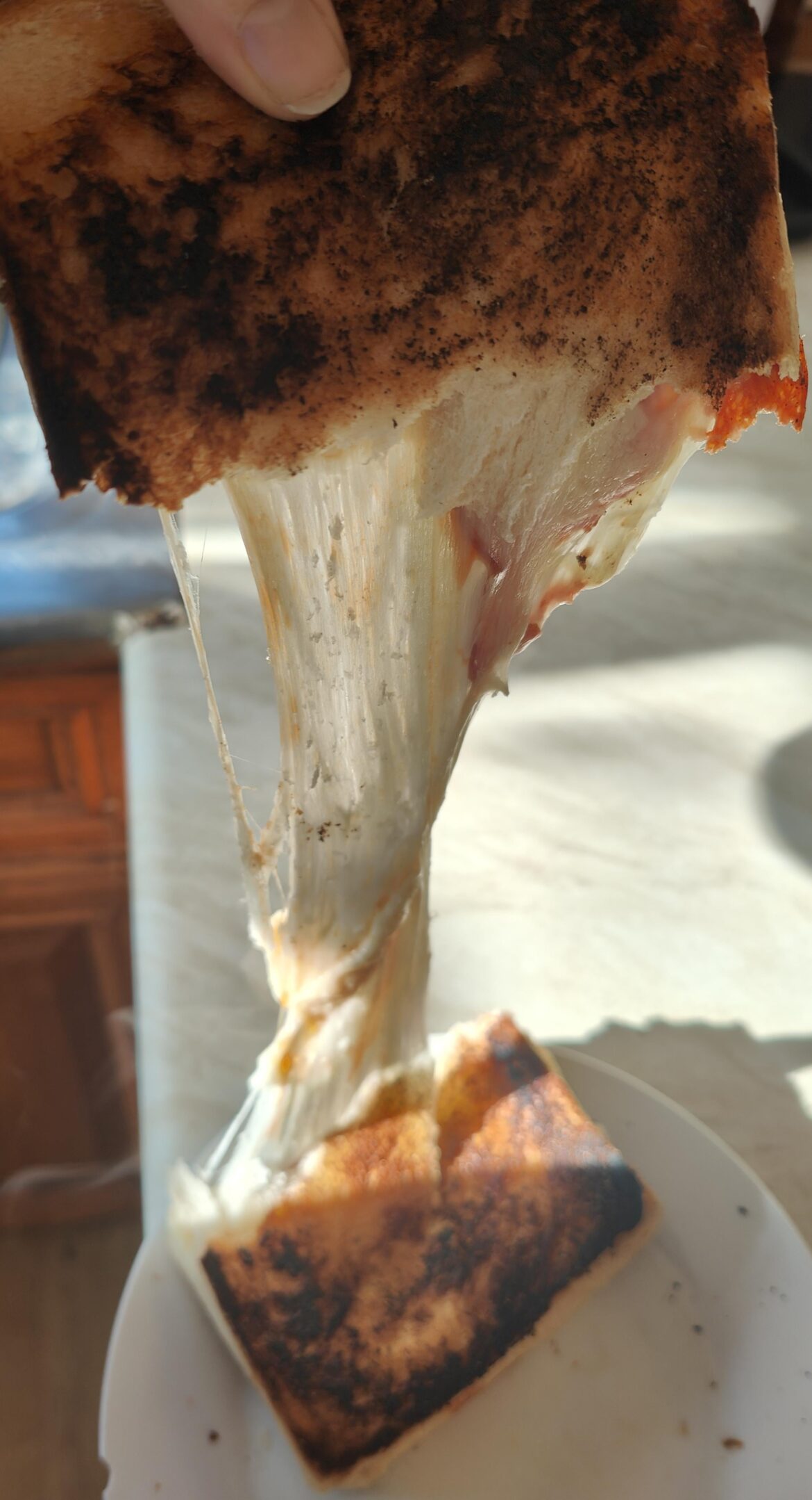 Slightly burnt cheese and pepperoni grilled cheese