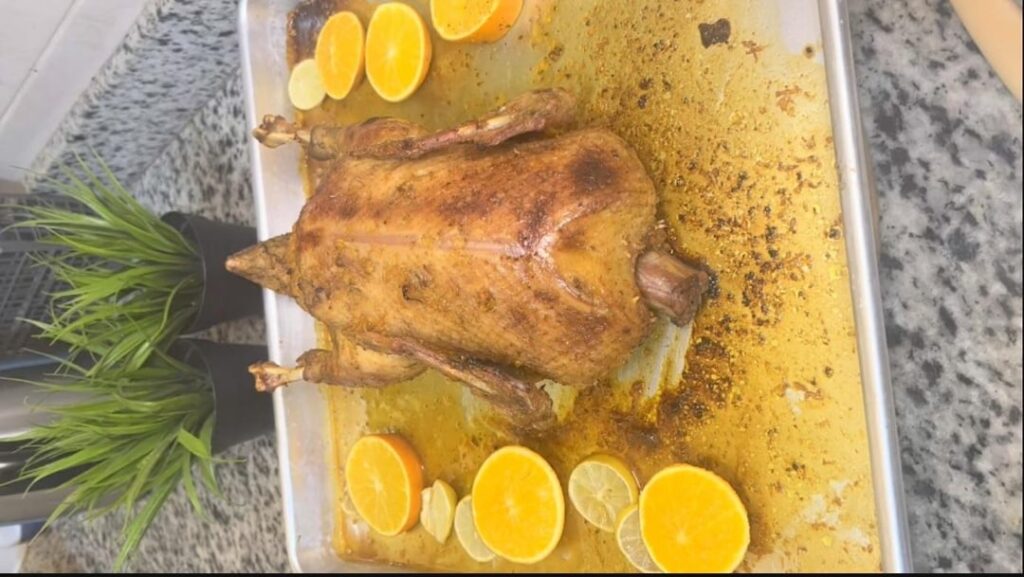 Crispy skin roasted duck with orange sauce