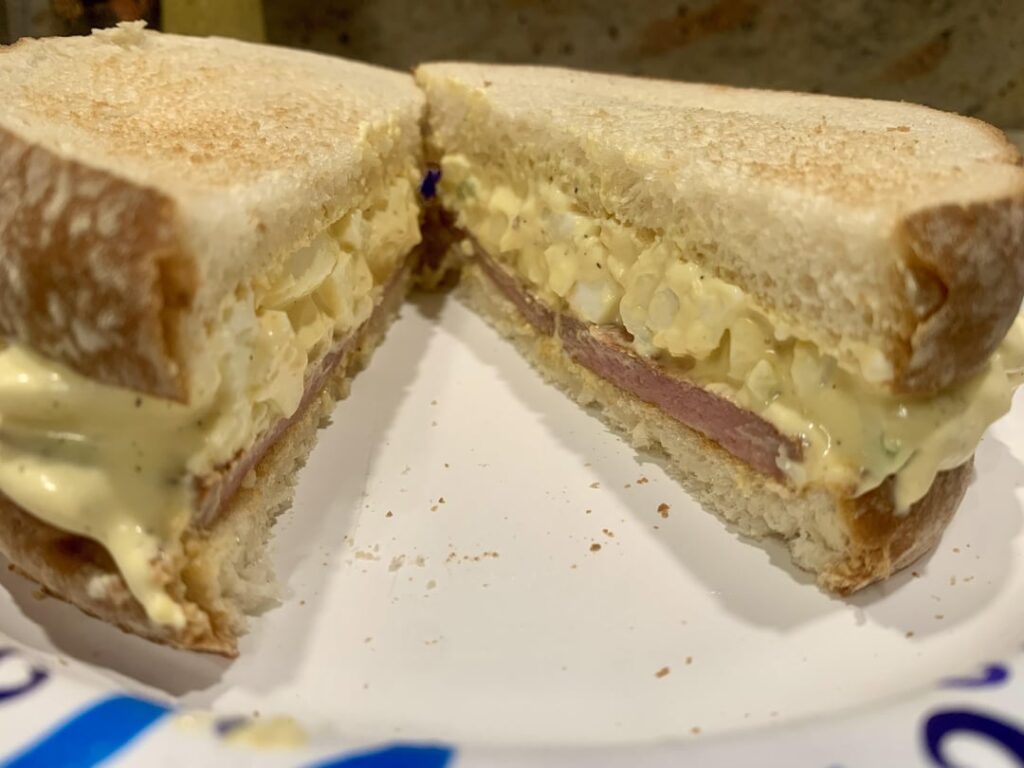 Grilled Spam and Egg salad samm