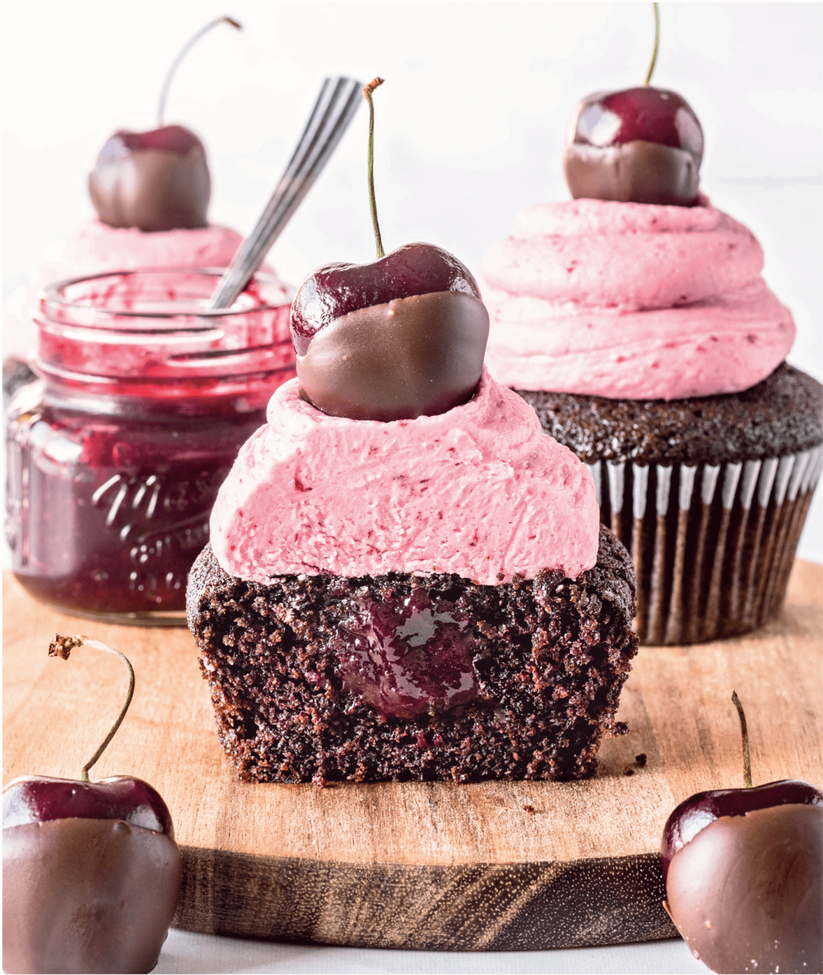 Dark Chocolate Cherry Cupcakes Recipe by Camilla Hurst