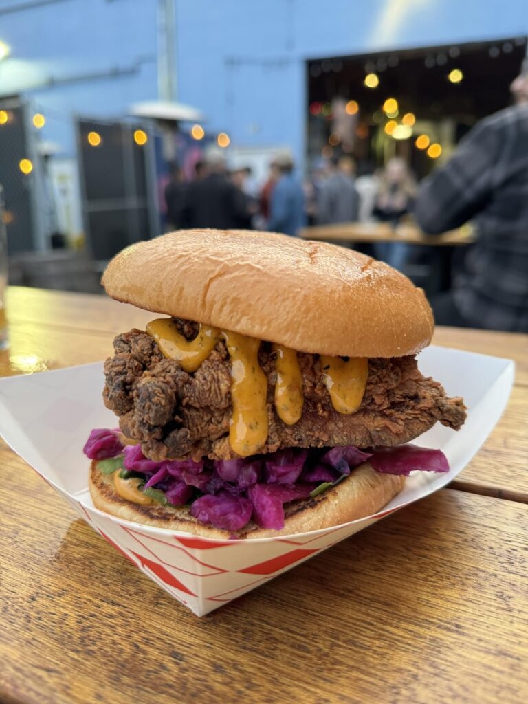Fried Chicken and Mortadella Sandwiches from Lowercase Deli Pop Up.
