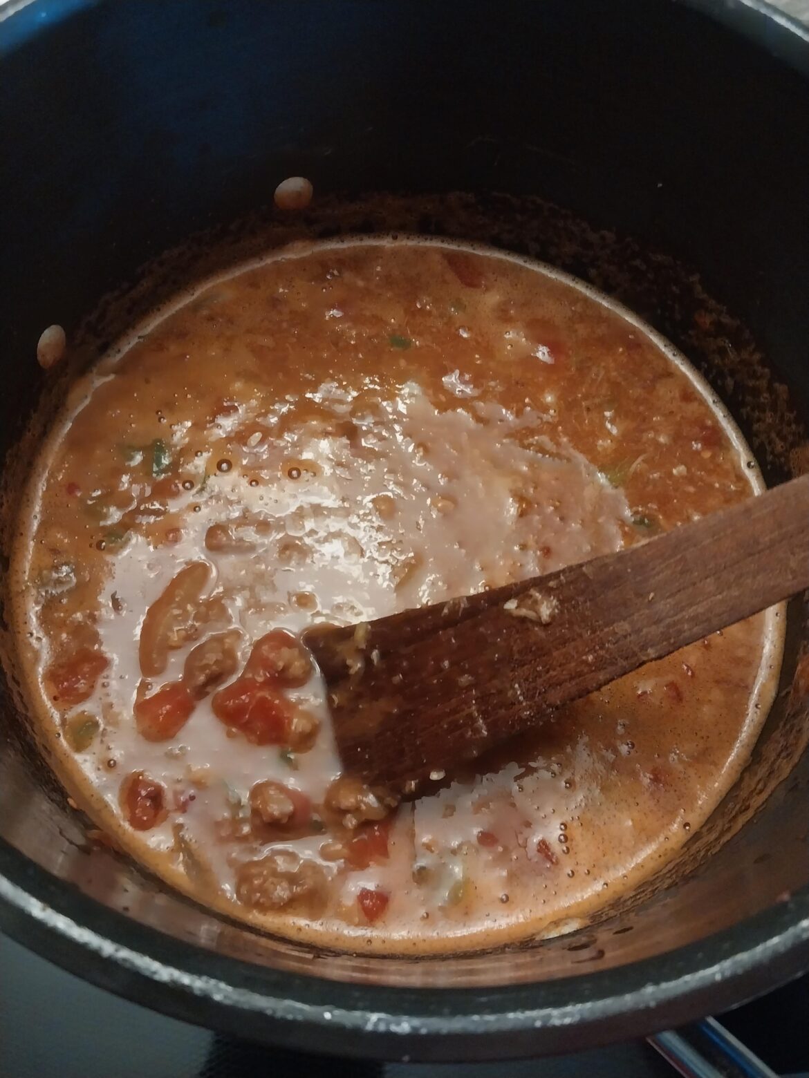 Turned yesterday's slow cooked chuck steak roast into today's chili.