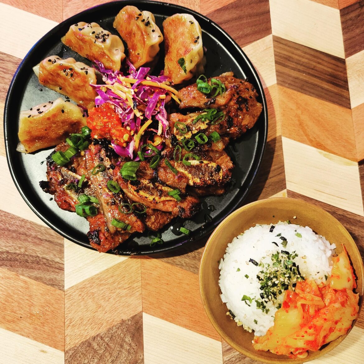 Kalbi and Kimchi Dumplings