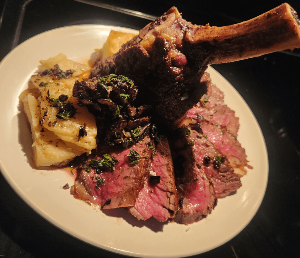 Ribeye, potato dauphinose, matsutake