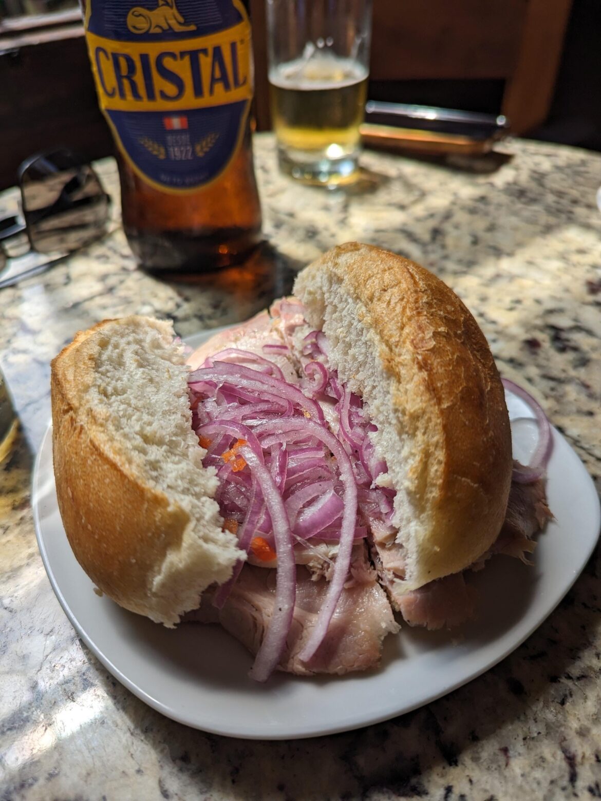 They are not shy with the onions on this Jamon Del Norte O Del Pais sandwich from Piselli in Lima. Mucho gusto!