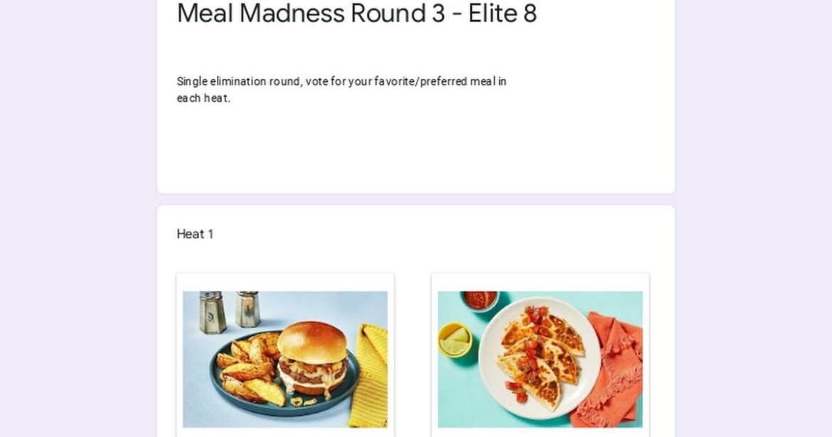 Meal Madness Round 3 Voting - Elite 8!
